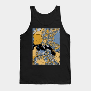 Canberra Map Pattern in Blue & Gold Tank Top